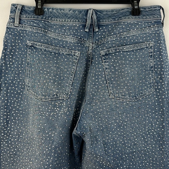 Good American High Waisted Wide Leg Cropped Sequin Denim Jeans - Picture 5 of 11